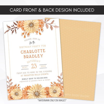 vintage flowers party invitations