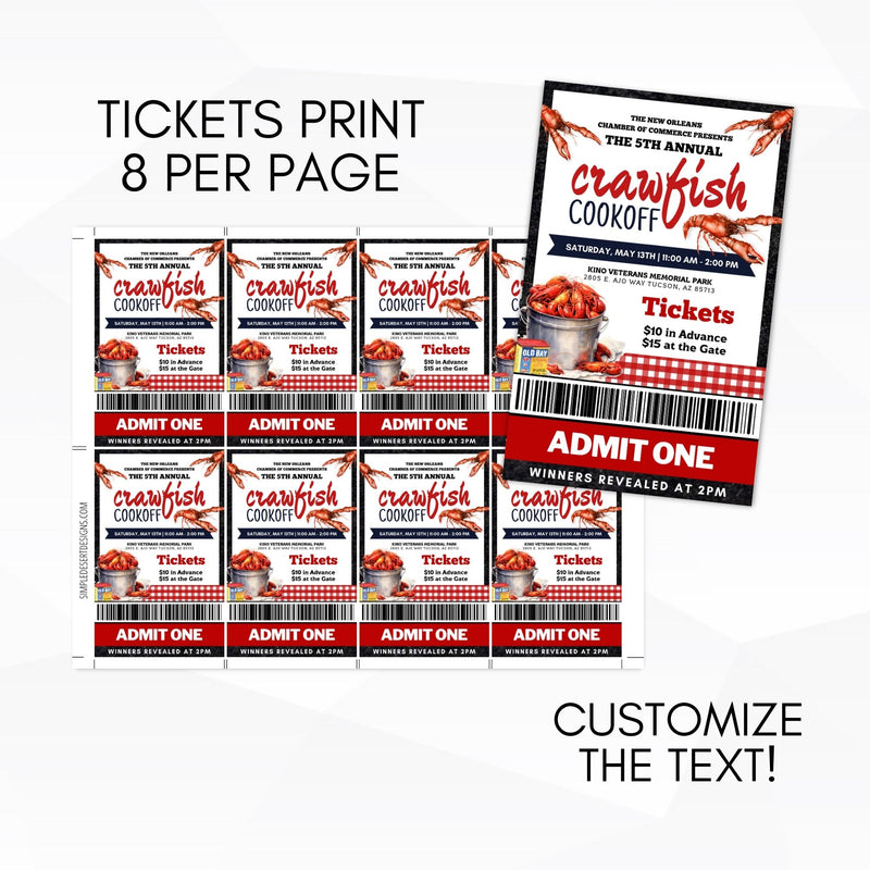 Crawfish Raffle Crawfish Boil Flyer Poster Ticket Bundle โ Simple Desert Designs
