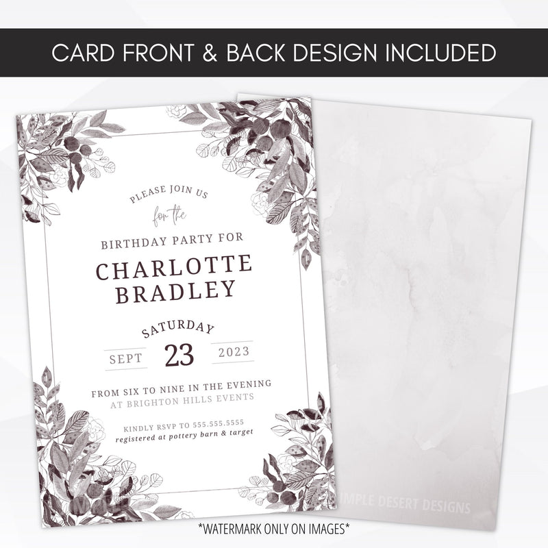 black and white party invitations