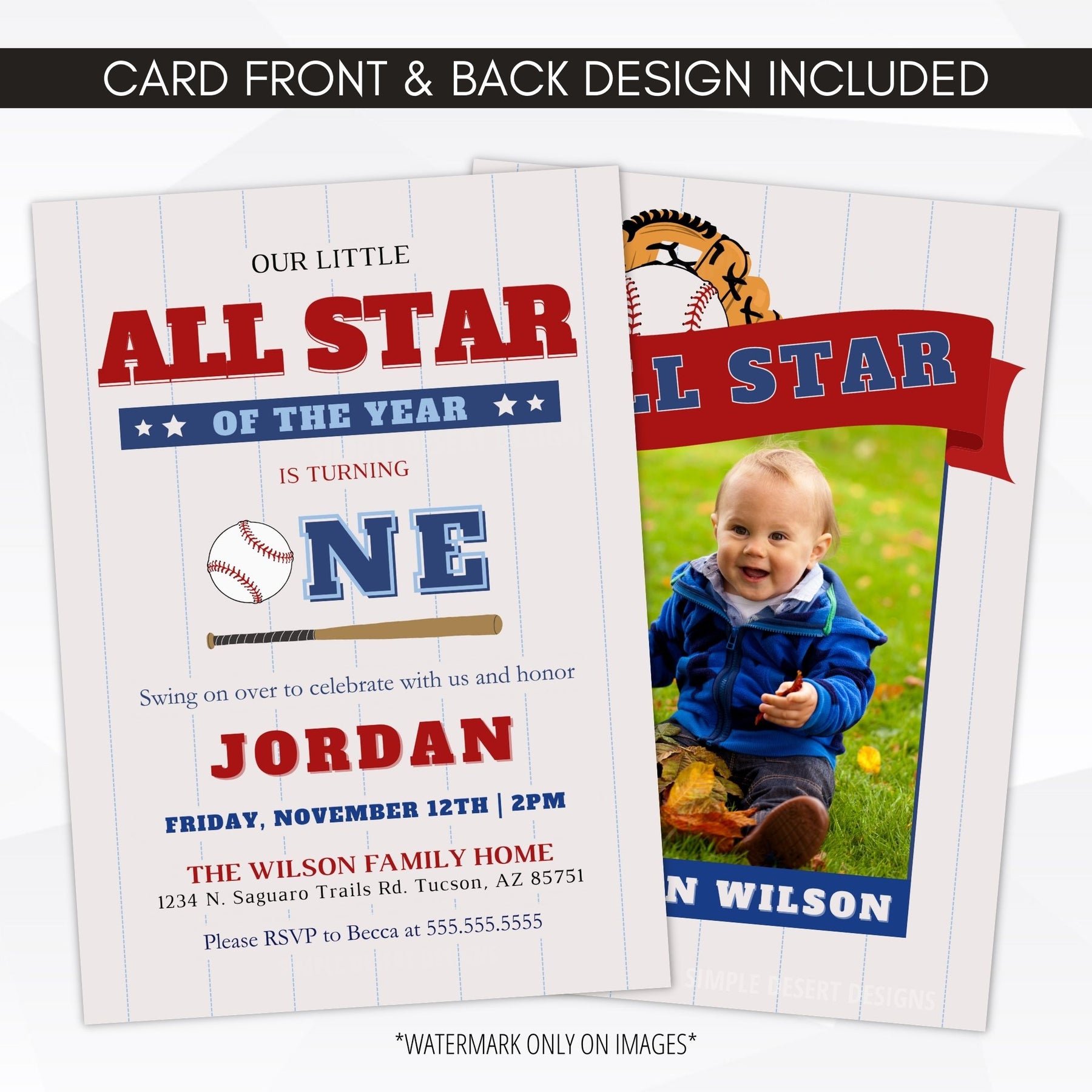 All Star First Birthday Party Invite – Simple Desert Designs