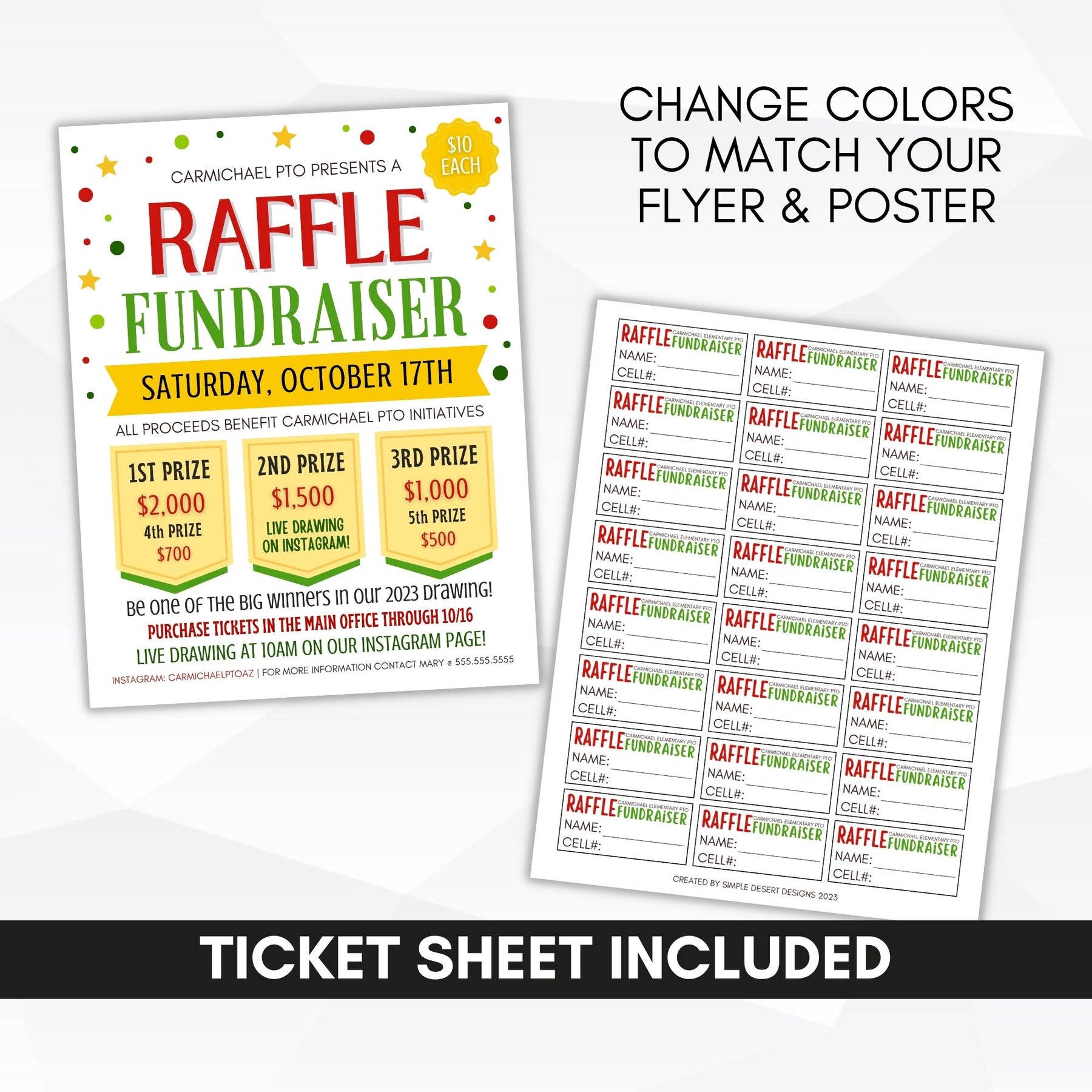 Raffle Flyer Editable Template Simple Desert Designs