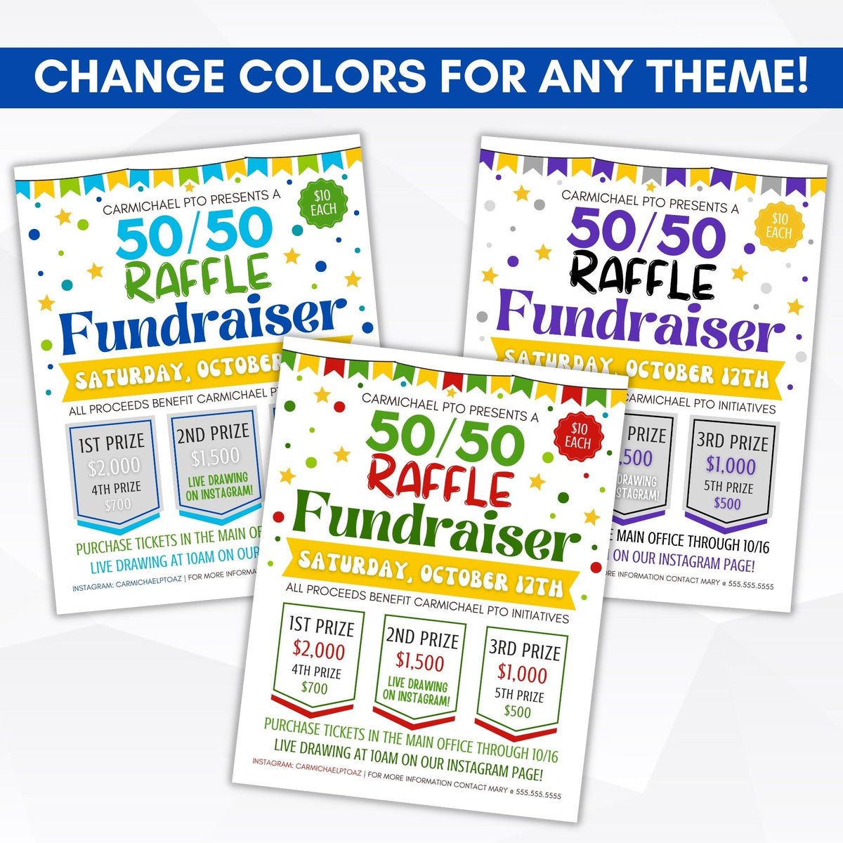 Editable 50/50 Raffle Flyer Set - Simple Desert Designs