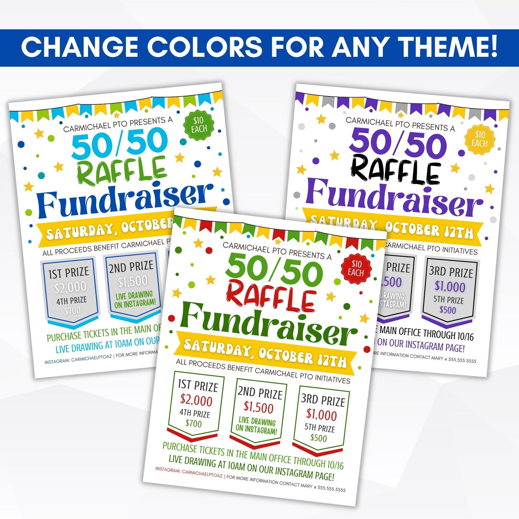 50 50 Raffle Flyer Template – Simple Desert Designs