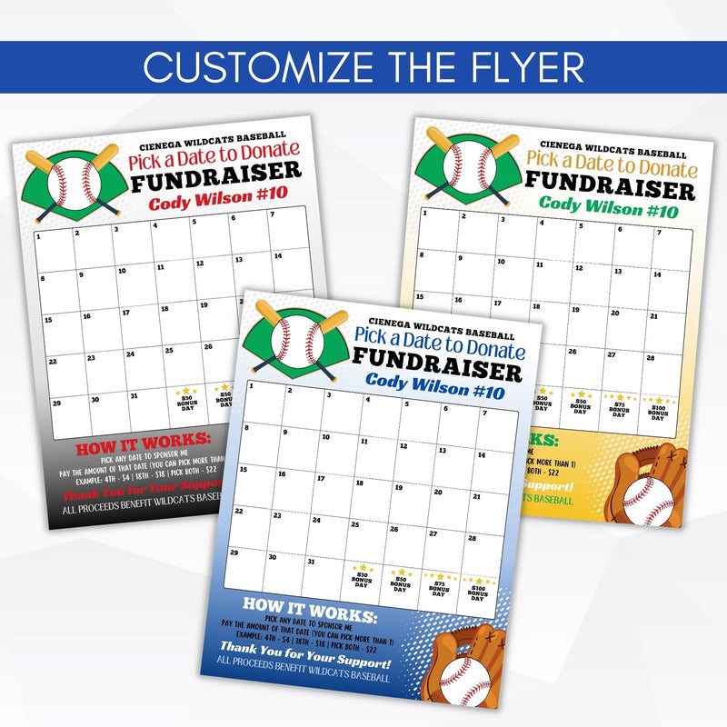 baseball fundraiser calendar template