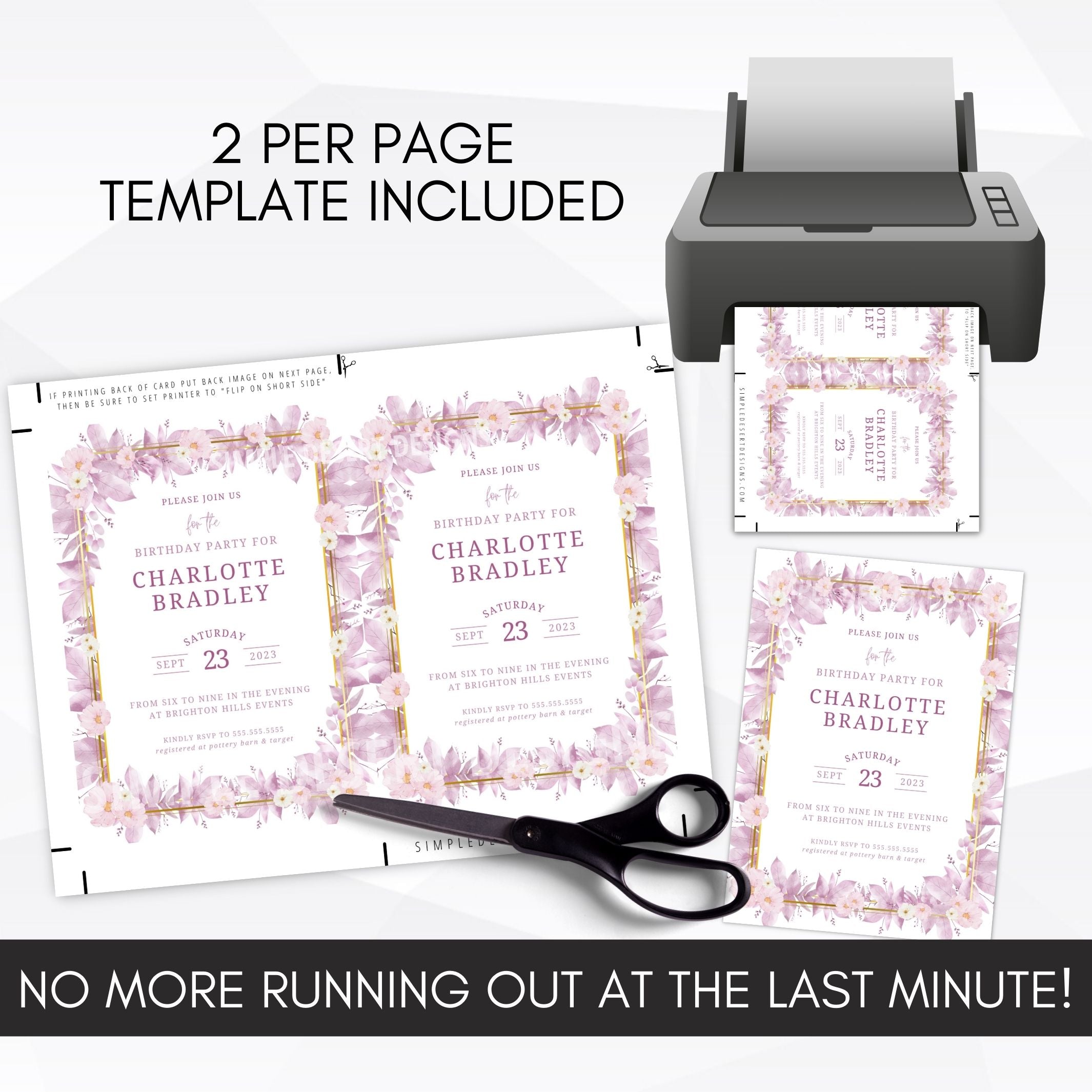 purple birthday invitations templates free