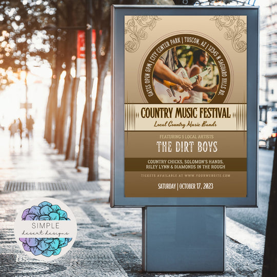 Rustic Music Festival Poster Templates | Simple Desert Designs