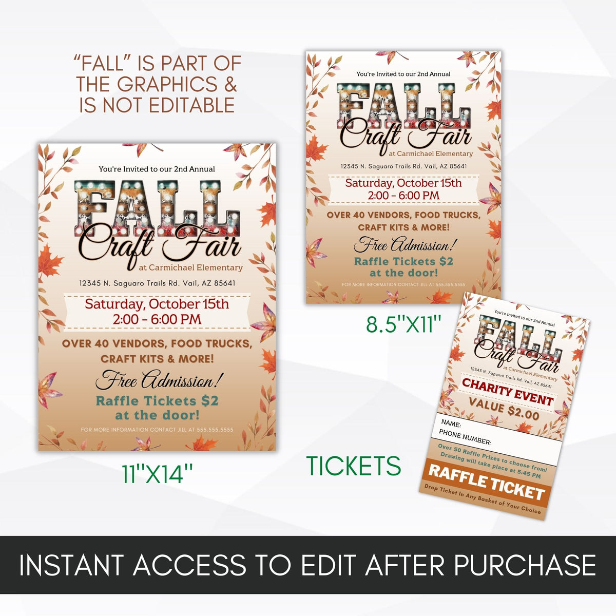 Fall Craft Fair Flyer & Ticket Bundle - Simple Desert Designs