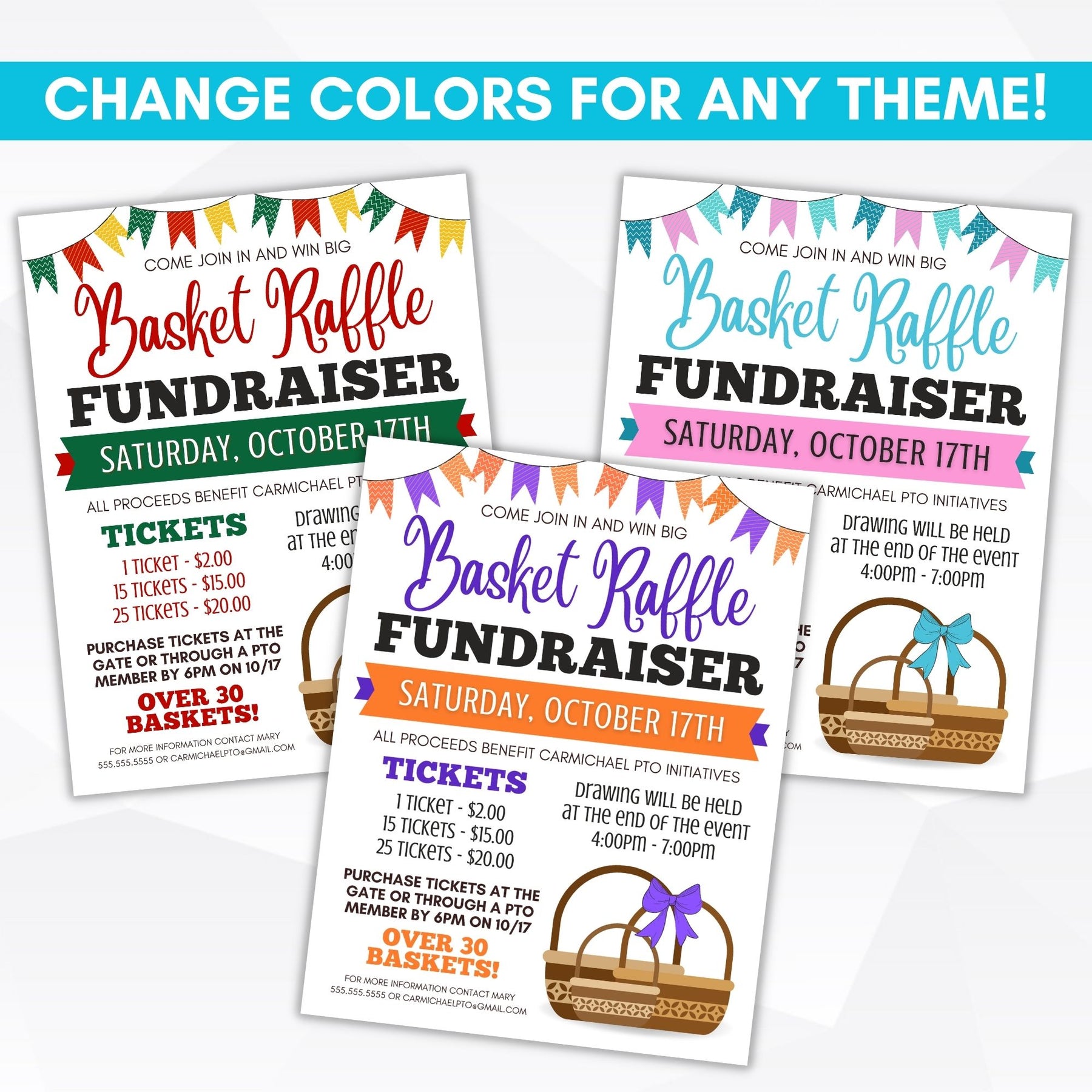 Basket Raffle Flyer Editable Template – Simple Desert Designs