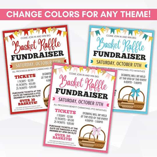 Basket Raffle Flyer Set Simple Desert Designs