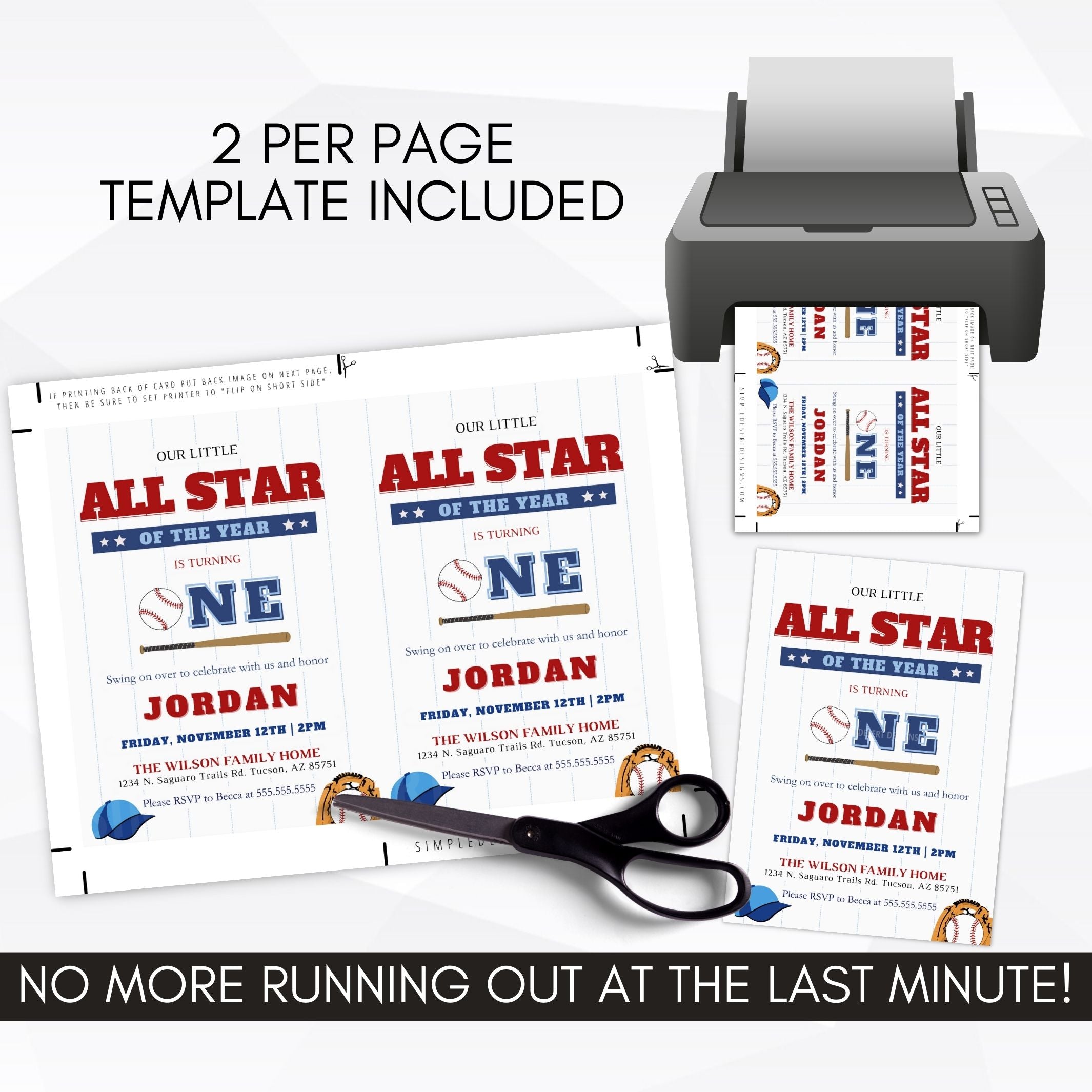 baseball birthday party invitation 1 year old