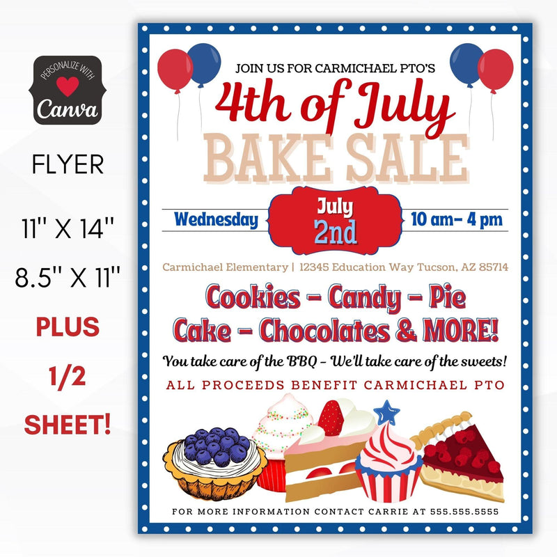 4th of july bake sale flyer