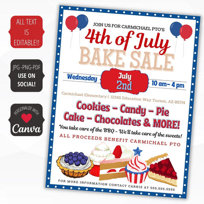 independence day bake sale fundraiser