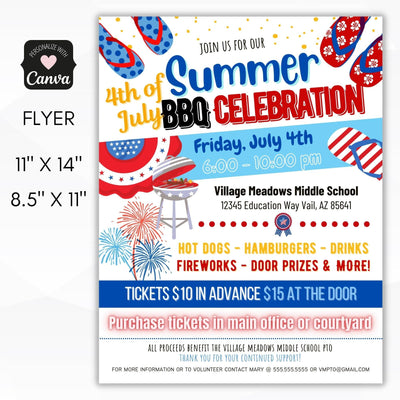 4th of july bbq fundraiser event flyer