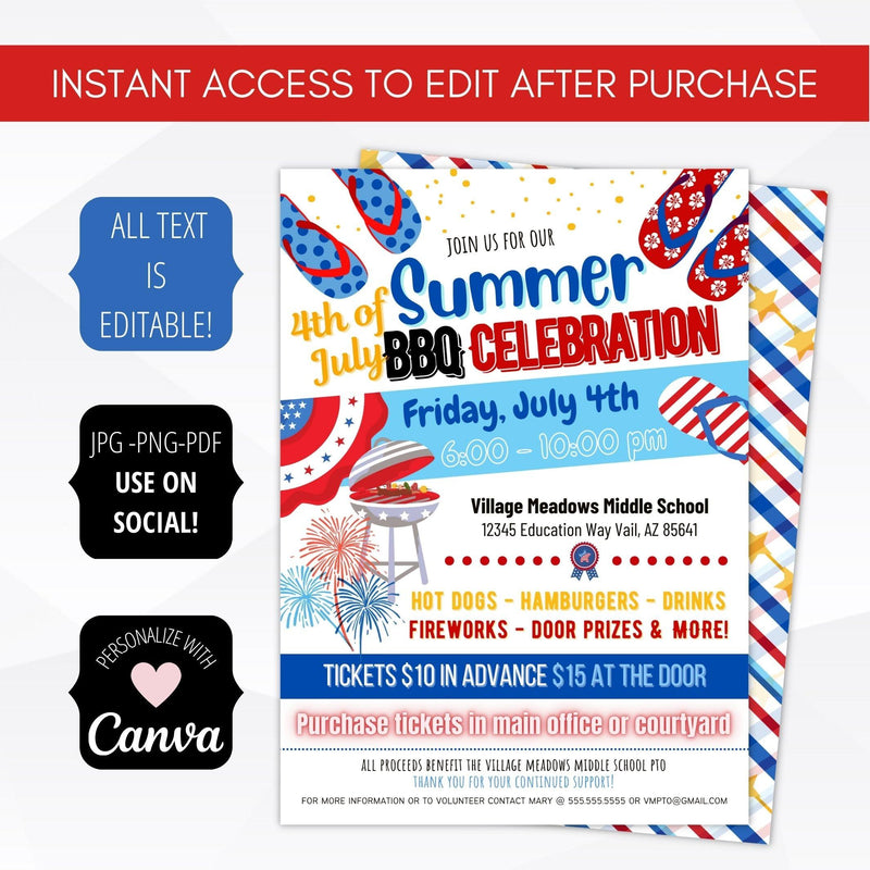 Patriotic Barbeque Fundraiser Invite