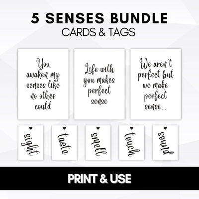 5 sense card and tags bundle