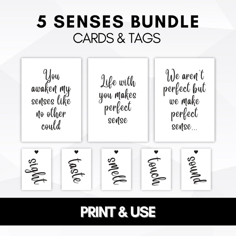Five senses gift tags and card flat Royalty Free Vector