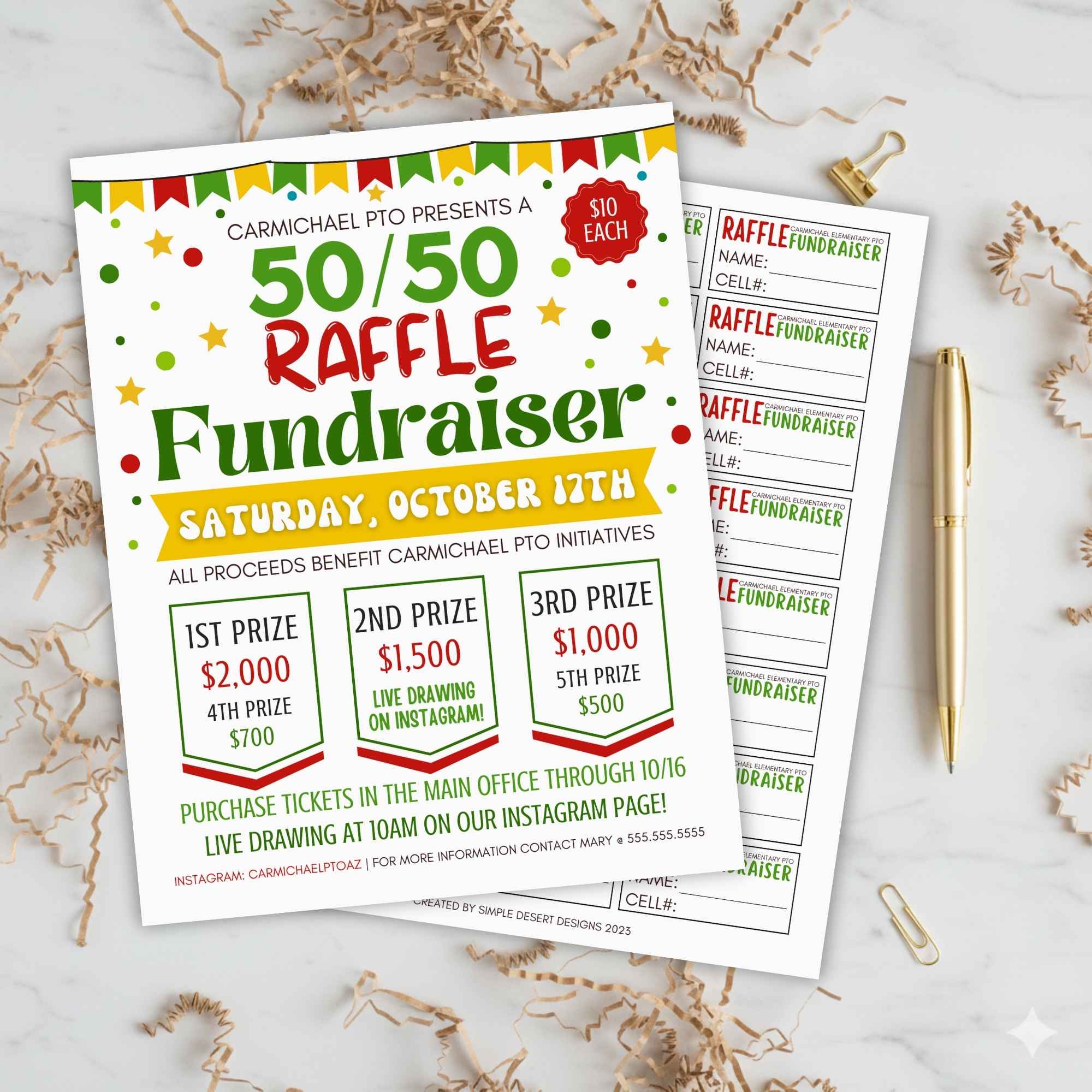 customizable 50 50 raffle fundraiser flyer template with matching diy raffle ticket sheet template for easy school or charity fundraiser ideas