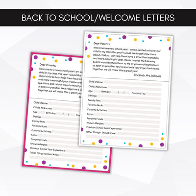 welcome letter from teacher