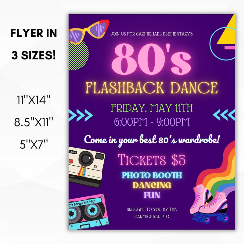 80s dance party invitation
