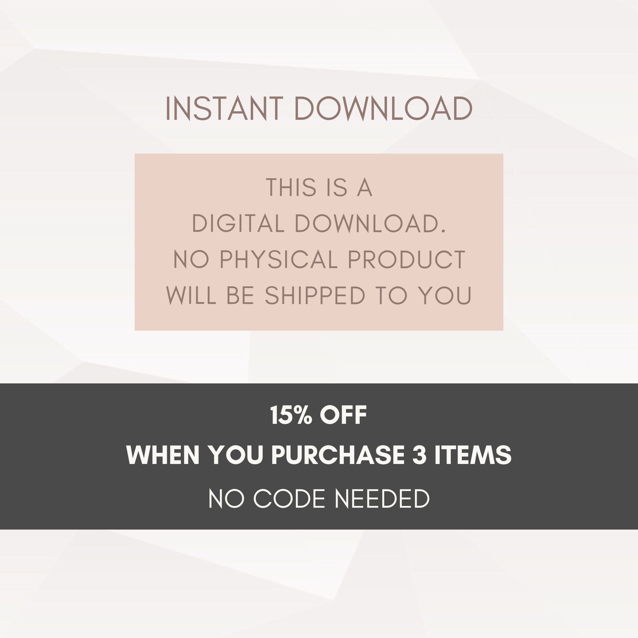 Digital download description and discount included in information.