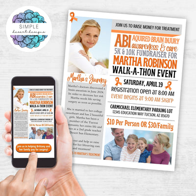 aquired brain injury flyers for awareness event or fundraiser