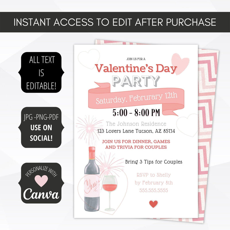 valentines day dinner party invite