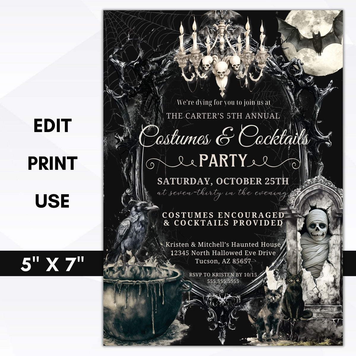 Editable Gothic Halloween Invitation - Simple Desert Designs