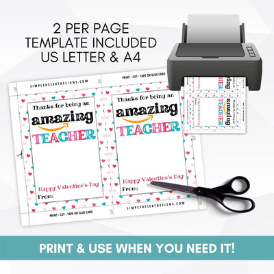 printable amazing teacher gift card holder