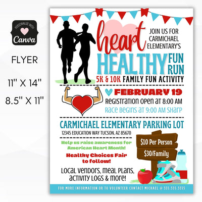 colorful flyer template for american heart health event