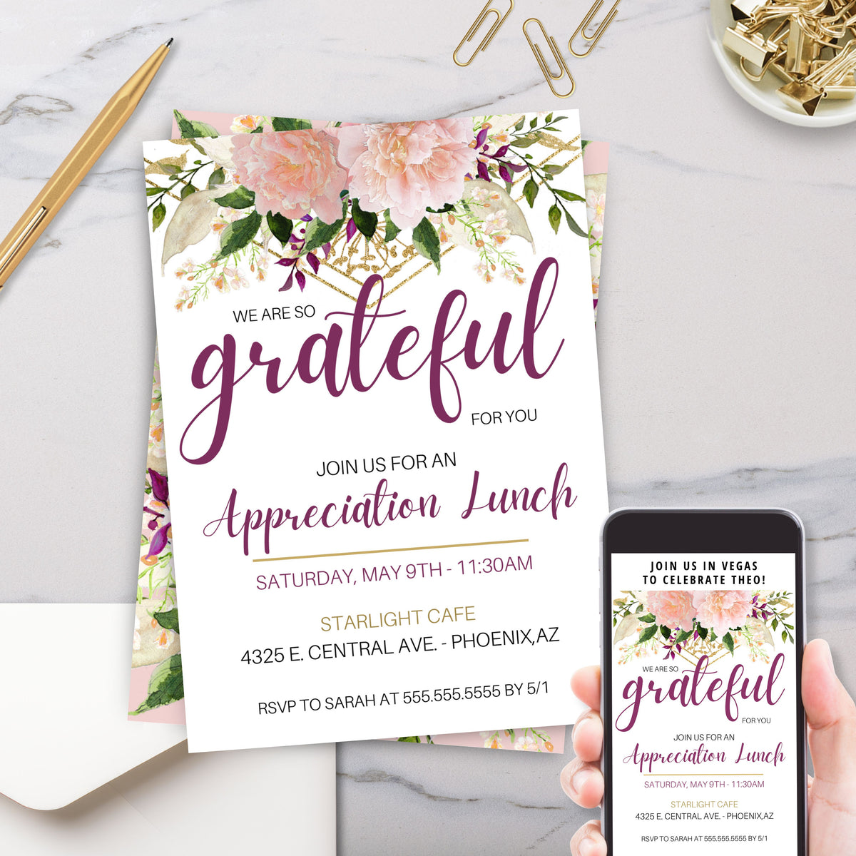 Floral Brunch Appreciation Invite – Simple Desert Designs