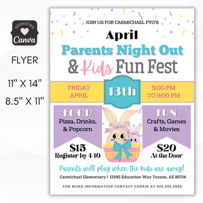 april parents night out fundraiser