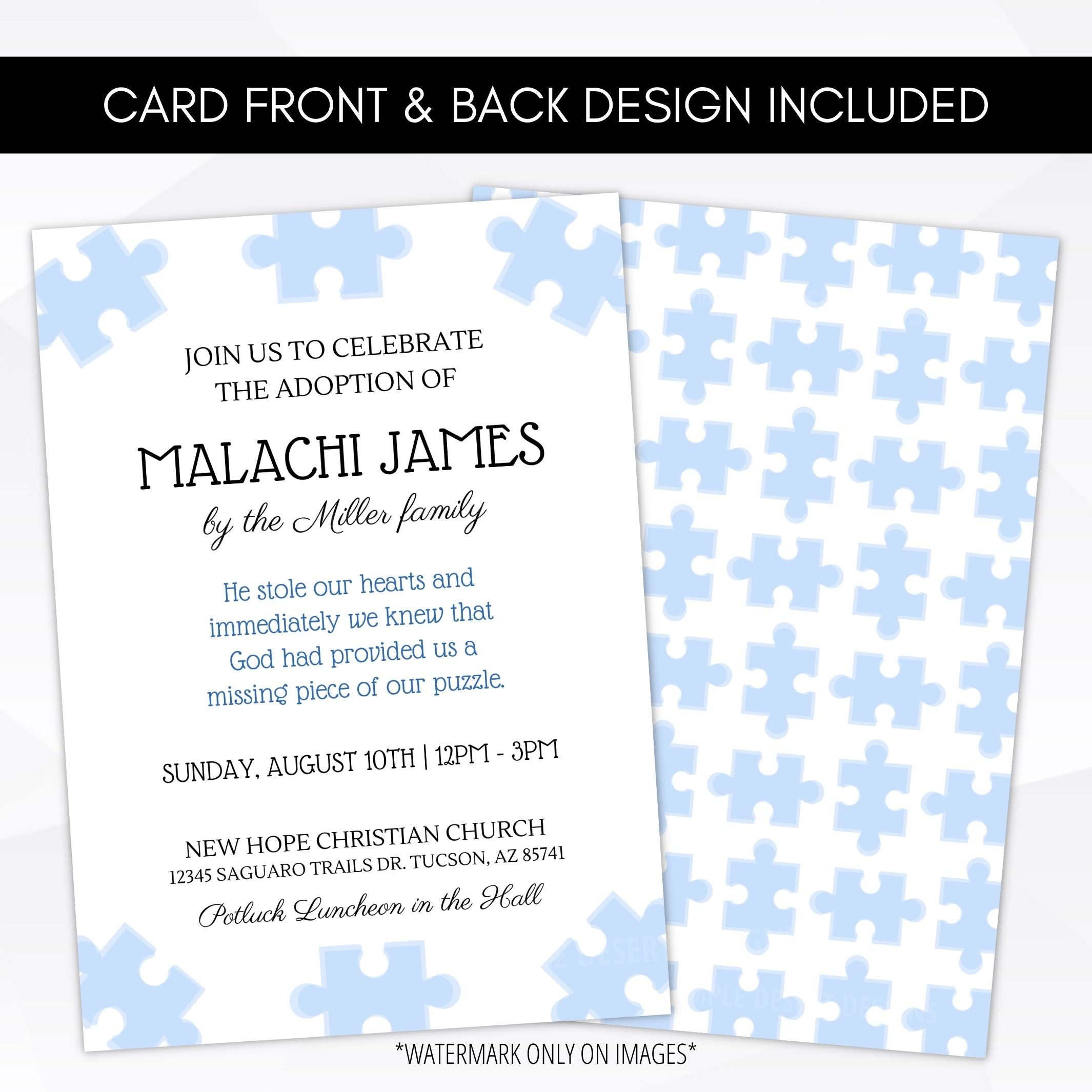 cute baby boy adoption party invitations