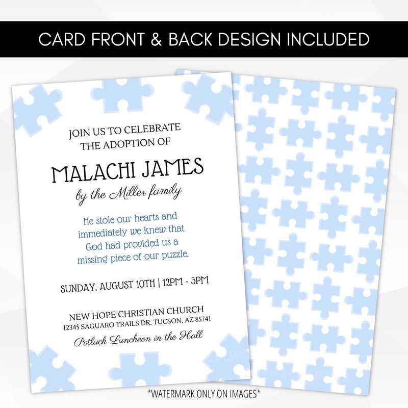 cute baby boy adoption party invitations