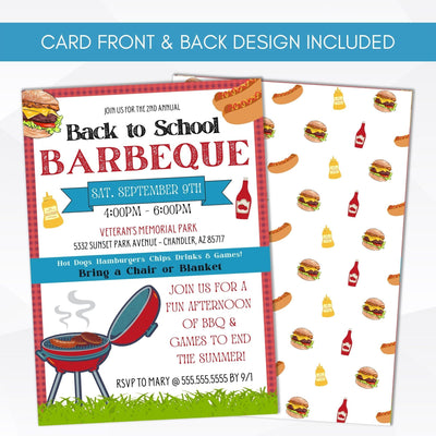 summer back to/end of school bbq invitation DIY editable template