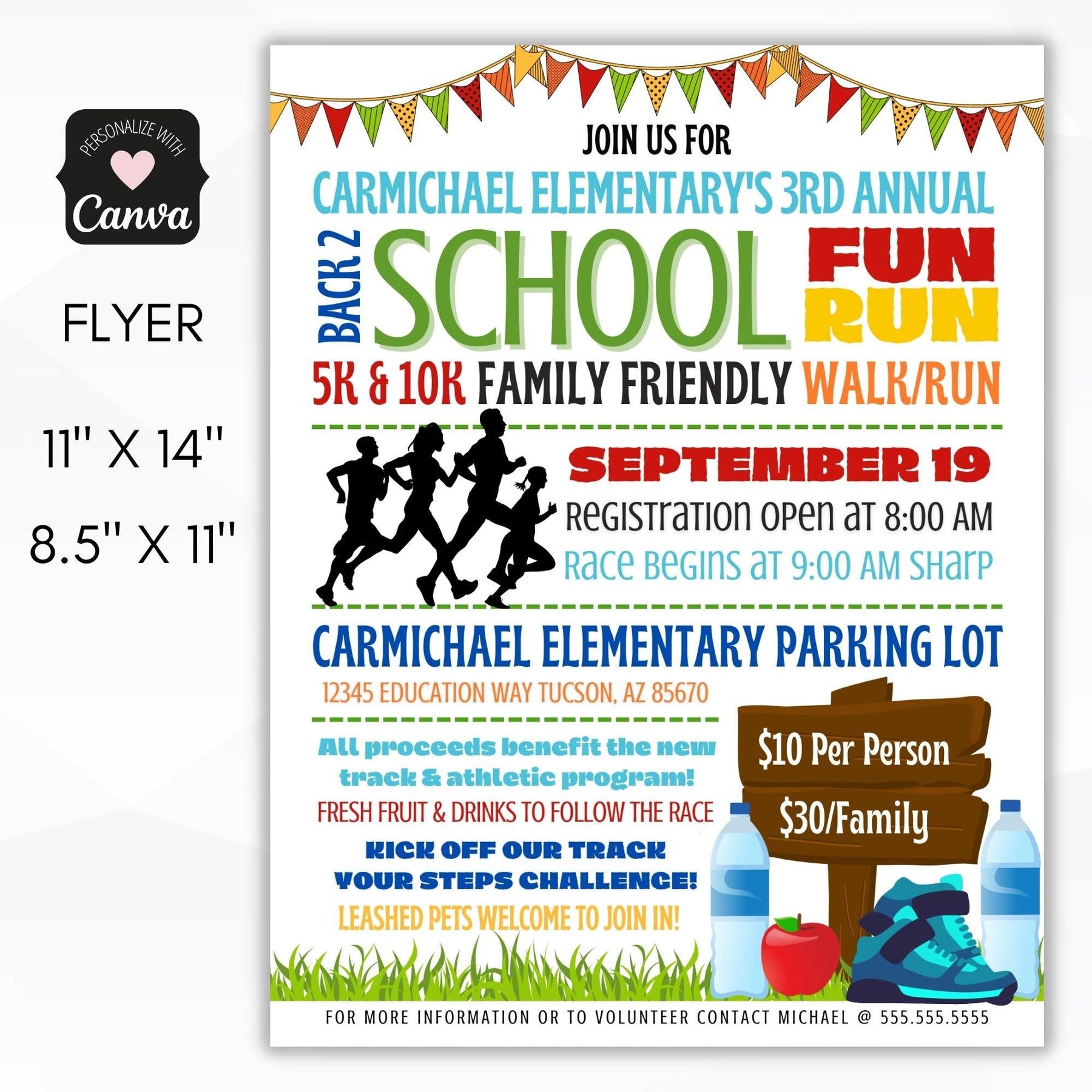Throw Back Fun Run Back to School Fun Run Fundraiser Flyer – Simple Desert Designs