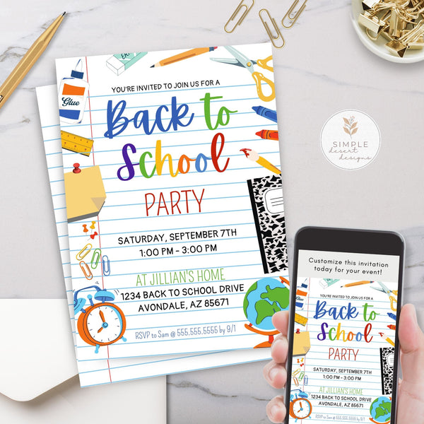 Editable Back to School Party Invitation