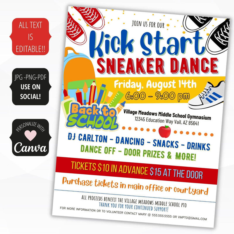 back to school sneaker dance invitation