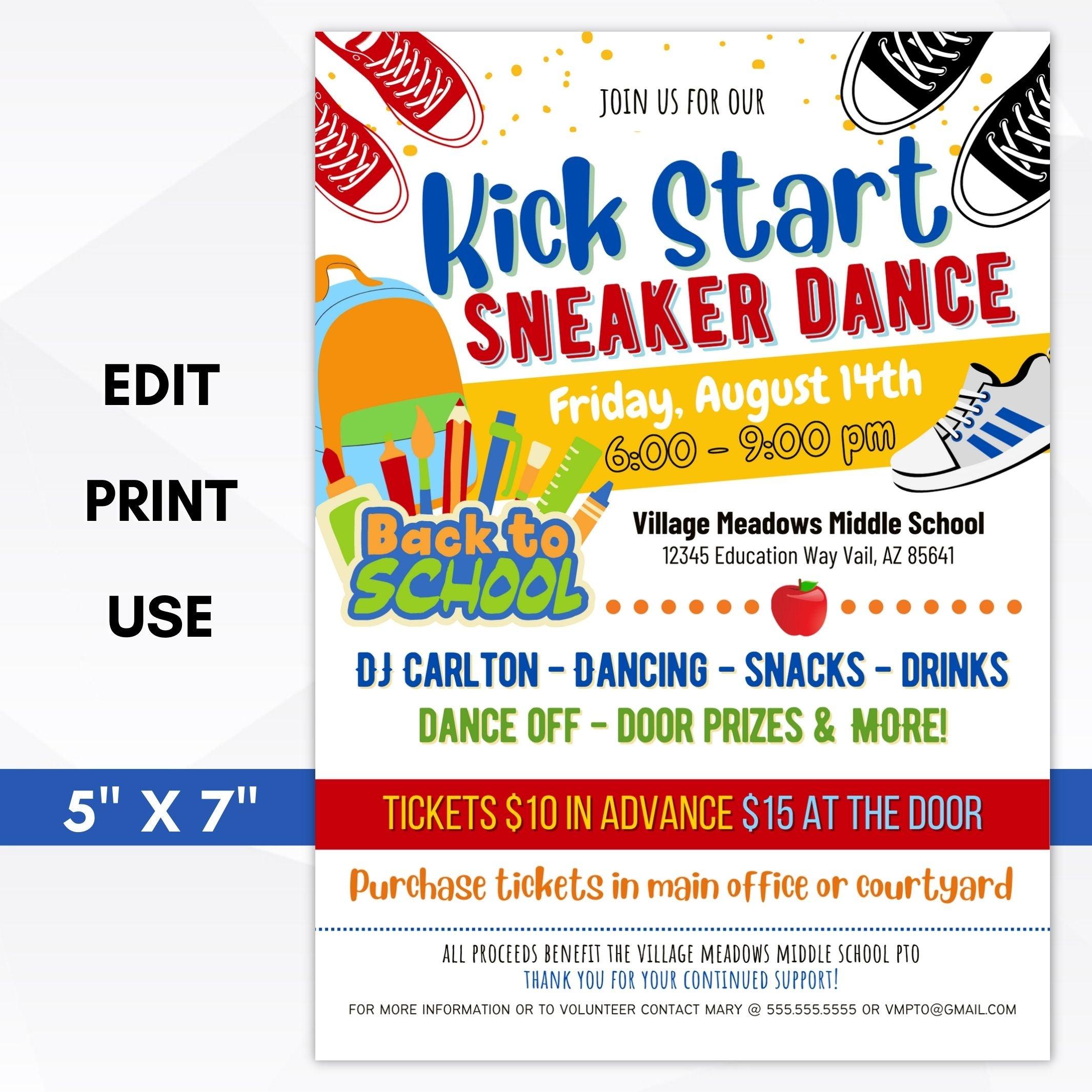 Back to School Sneaker Dance Party Invite