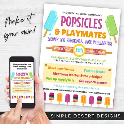 customizable back to school meet the teacher popsicle playground flyers