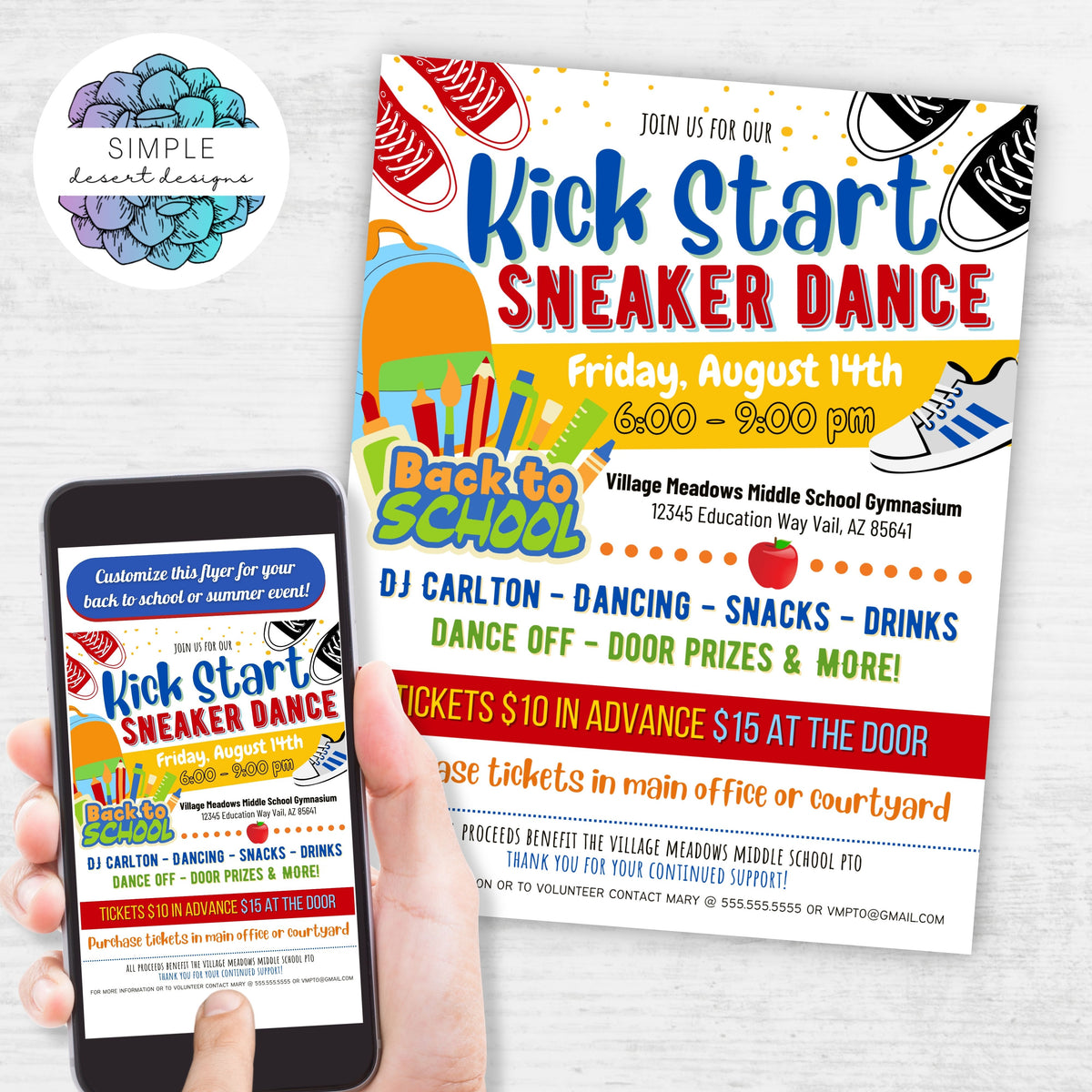 Back to School Dance Flyer Template - Simple Desert Designs