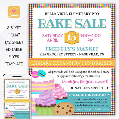 printable bake sale flyer poster set editable template