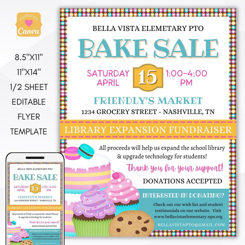 printable bake sale flyer poster set editable template