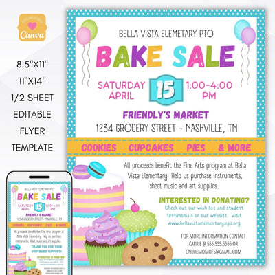 printable bake sale flyer poster set editable template