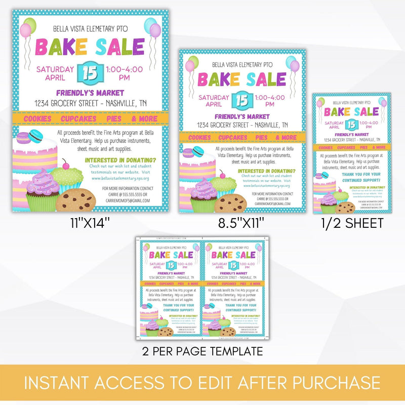 church bake sale flyer set editable template printable invitation community event