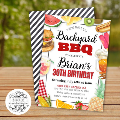 personalized barbeque birthday party invitation for him or her