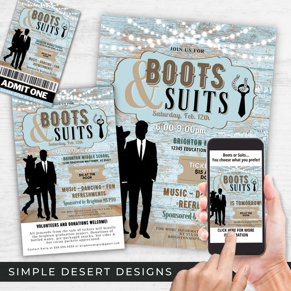 Barn Dance Flyer & Ticket Bundle - Simple Desert Designs