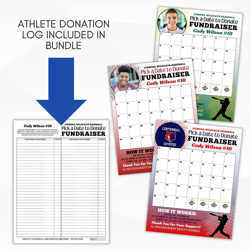 calendar fundraiser template for baseball teams