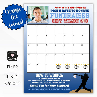baseball calendar fundraiser template