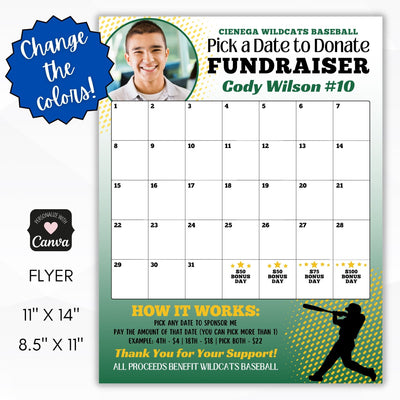 baseball fundraiser calendar template