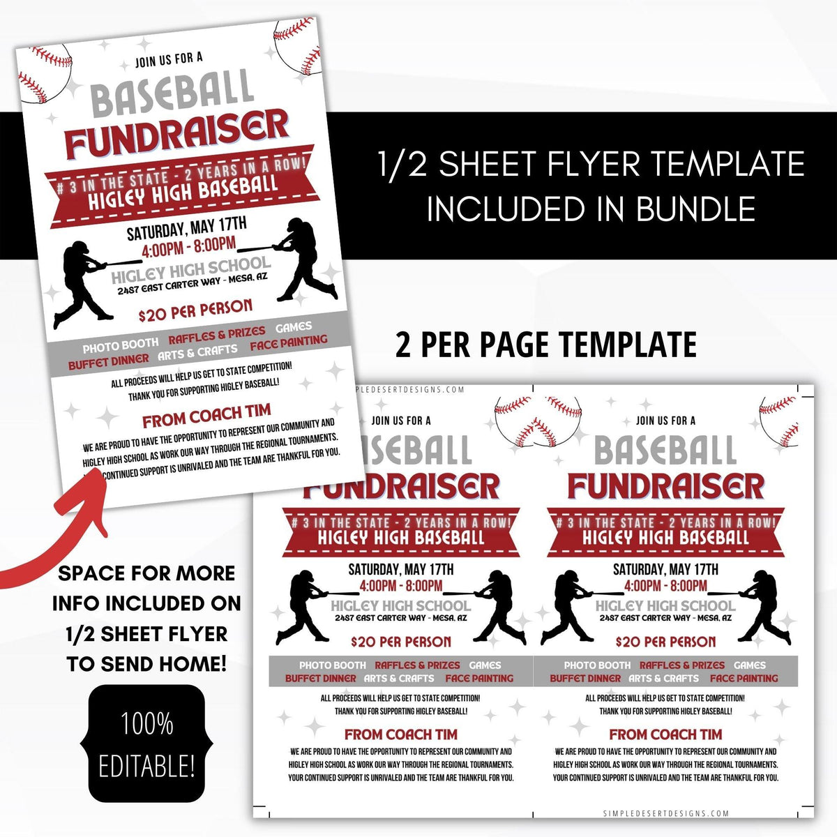 Baseball Fundraiser Flyer Bundle - Simple Desert Designs